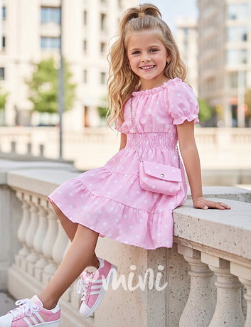 Puntíkaté šaty Carmen s kabelkou PINK