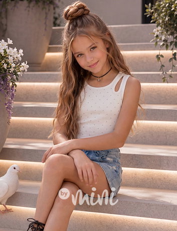 Crop top s kamínky bílý