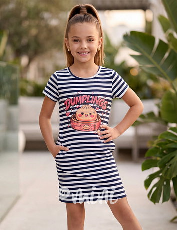 Squishy dumpling tunikové pruhované šaty dark blue