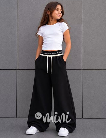 Černé lounge široké tepláky Fashion