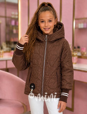 PREMIUM FASHION bunda s dlouhými náplety Chocolate