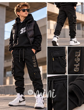 Zateplené street cargo tepláky s řetězem