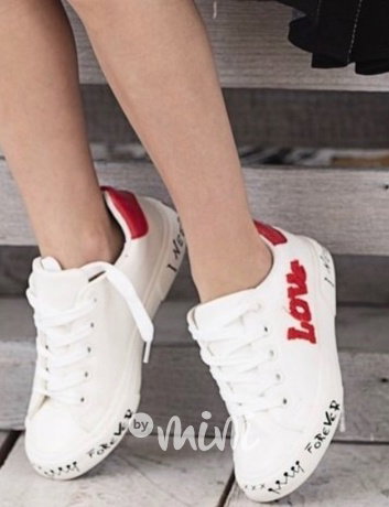 Fashion dívčí polobotky - LOVE red