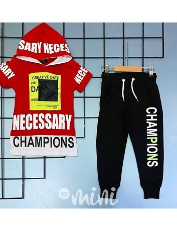 Champions hoodie triko + tepláky RED