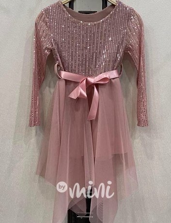 Premium flitr šaty s tylem růžové