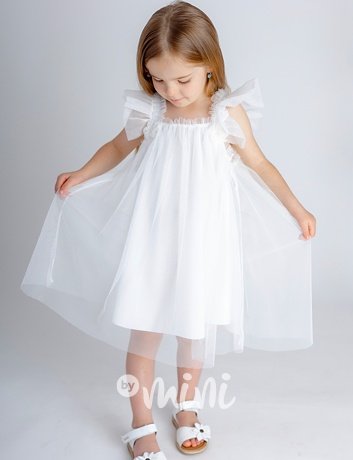 Volné tylové šaty bílé