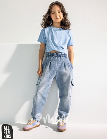 All for kids soft denim barel jeans ice blue