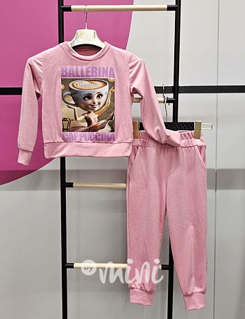 Ballerina Cappuccina soft velur souprava růžová