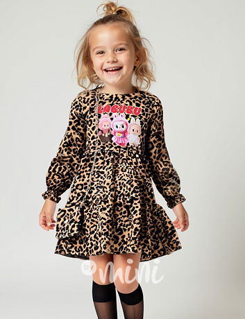 Labubu soft velur leopard šaty s kabelkou