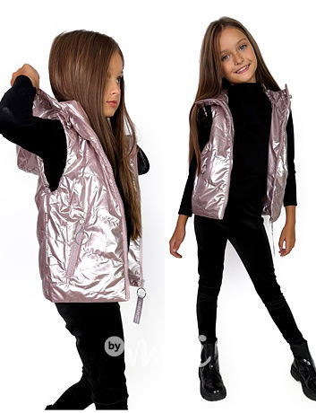 Metalická vesta pink