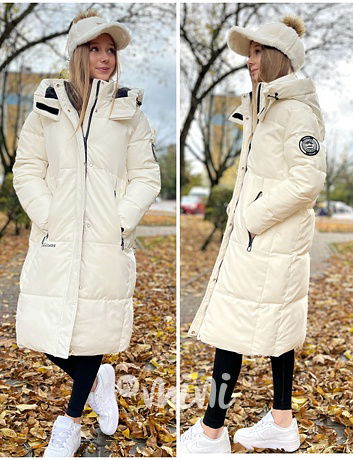 Maxi dlouhý zimní kabát SPORTY off white