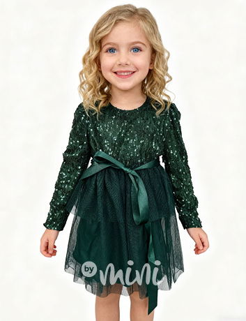 PREMIUM slavnostní šaty s tylem a flitry SMARAGD