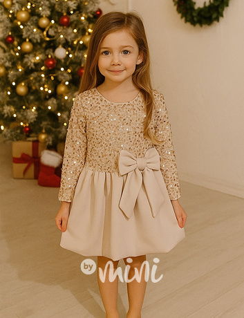 Slavnostní šaty s flitry a mašlí gold