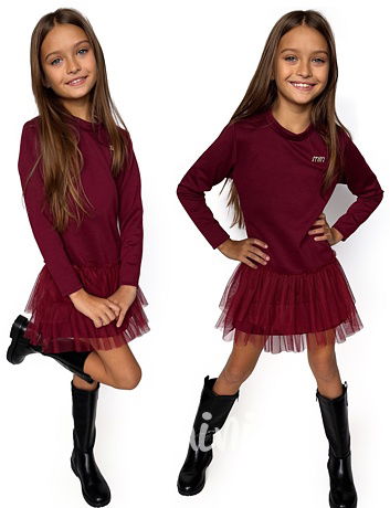 Tunikové šaty s tylem MIA bordo