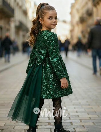 Maxi BOW flitr šaty smaragd