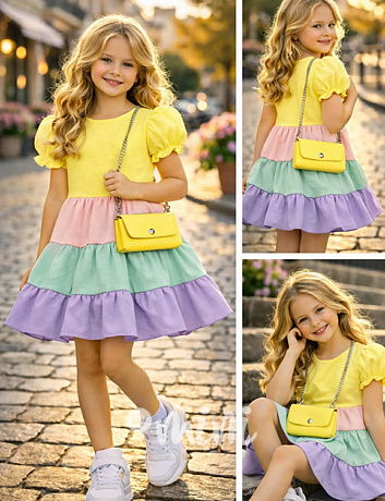 Letní vzdušné šaty Candy s kabelkou sorbet