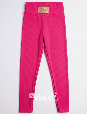 Stretch žebrované legíny malinové
