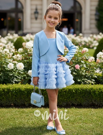 Elegant šaty + bolerko baby blue