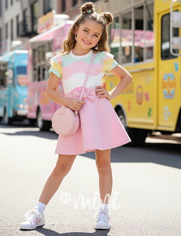 Letní pastel šaty s mašličkou pink