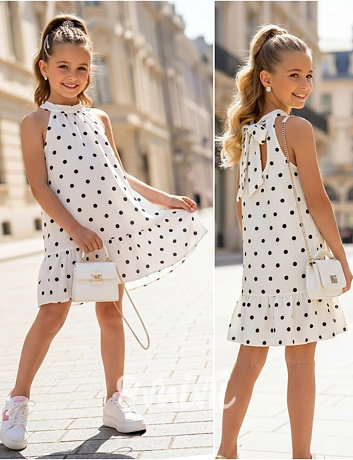 Mini chic šaty s puntíky bílé