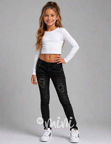 Slim ripped jeans s kamínky
