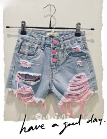 Fashion ripped jeans kraťasy pink