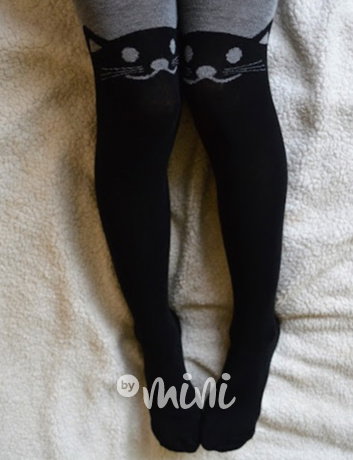 Bavlněné punčochy CAT black/grey