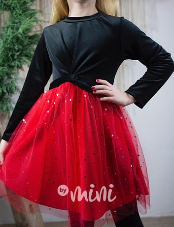 Red/Black šaty s tylovou sukní