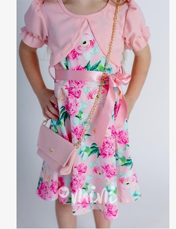 Bolerkové šaty s kabelkou pink