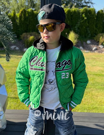 Prošívaná hoodie bunda Chicago green