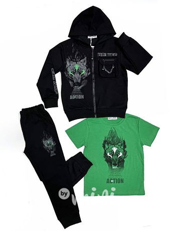 WOLF trojkomplet black/green