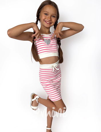 Pruhovaný summer set white/pink