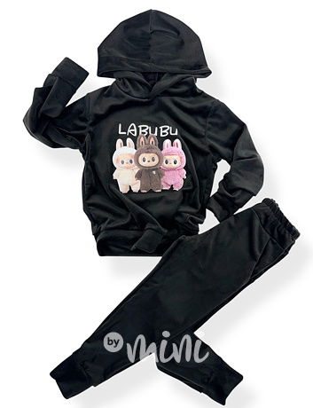 Labubu soft velur tepláková souprava černá