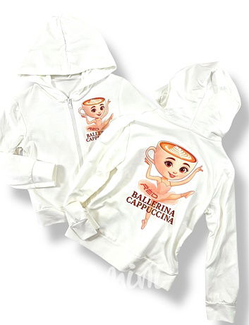 Ballerina Cappuccina mikina zip off white