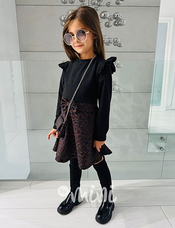 Teplé black/leopard šaty s kabelkou