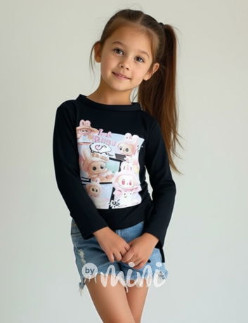 Labubu blůzka na stahování černá