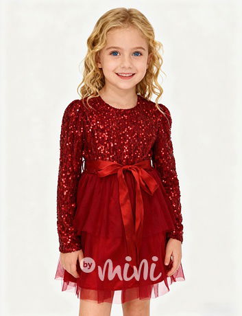 PREMIUM slavnostní šaty s tylem a flitry RED