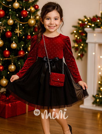 Black/red šaty s kabelkou