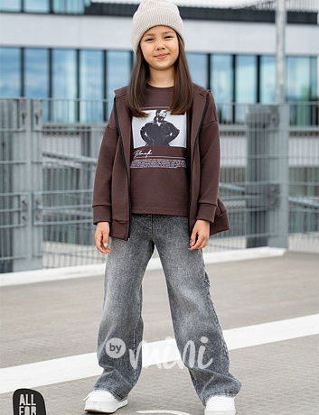 All for kids soft denim volné jeansy HEART dark