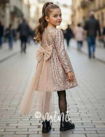 Maxi BOW flitr šaty gold