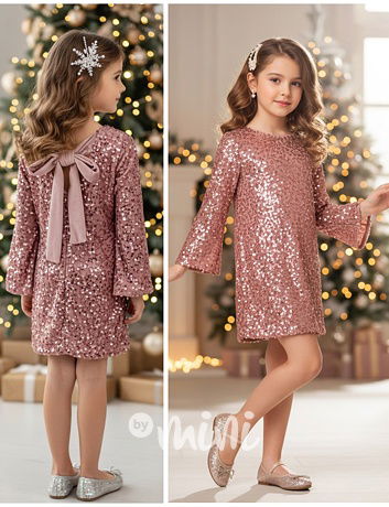 BOW flitr šaty růžové