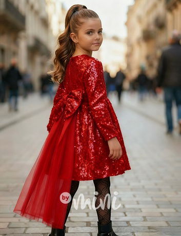 Maxi BOW flitr šaty červené