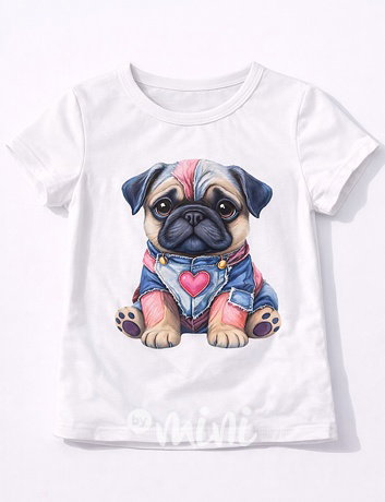 Buldoček triko bílé