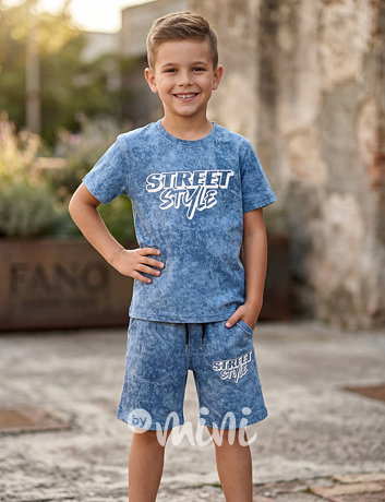STREET style acid wash set blue