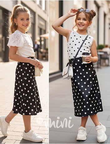 Satin midi sukně black/white