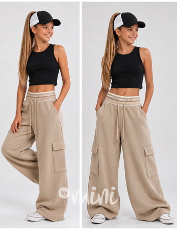 Cargo lounge široké tepláky beige