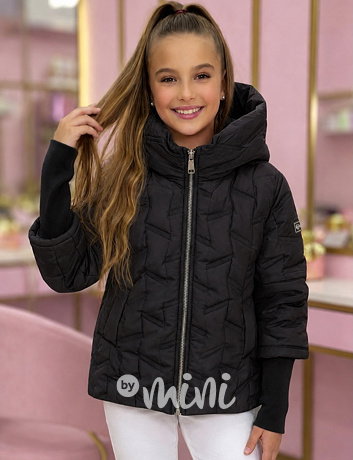 PREMIUM podzimní bunda s dlouhými náplety BLACK
