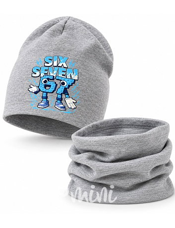 Six Seven čepice + nákrčník šedá