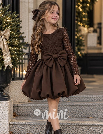 Sváteční šaty Elegance bow mocca
