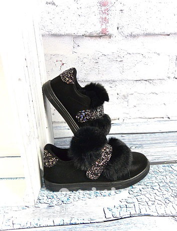 Bunny boty s třpytkami black